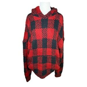 SKIMS Cozy Hoodie Brick Buffalo Check Pullover Loungewear‎ S/M NWT